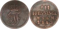 3 Pfennige 1843 - Cu       KM 299