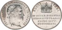 Malý žeton na českou korunovaci 7.9. 1836 v Praze   Ag 18 mm
